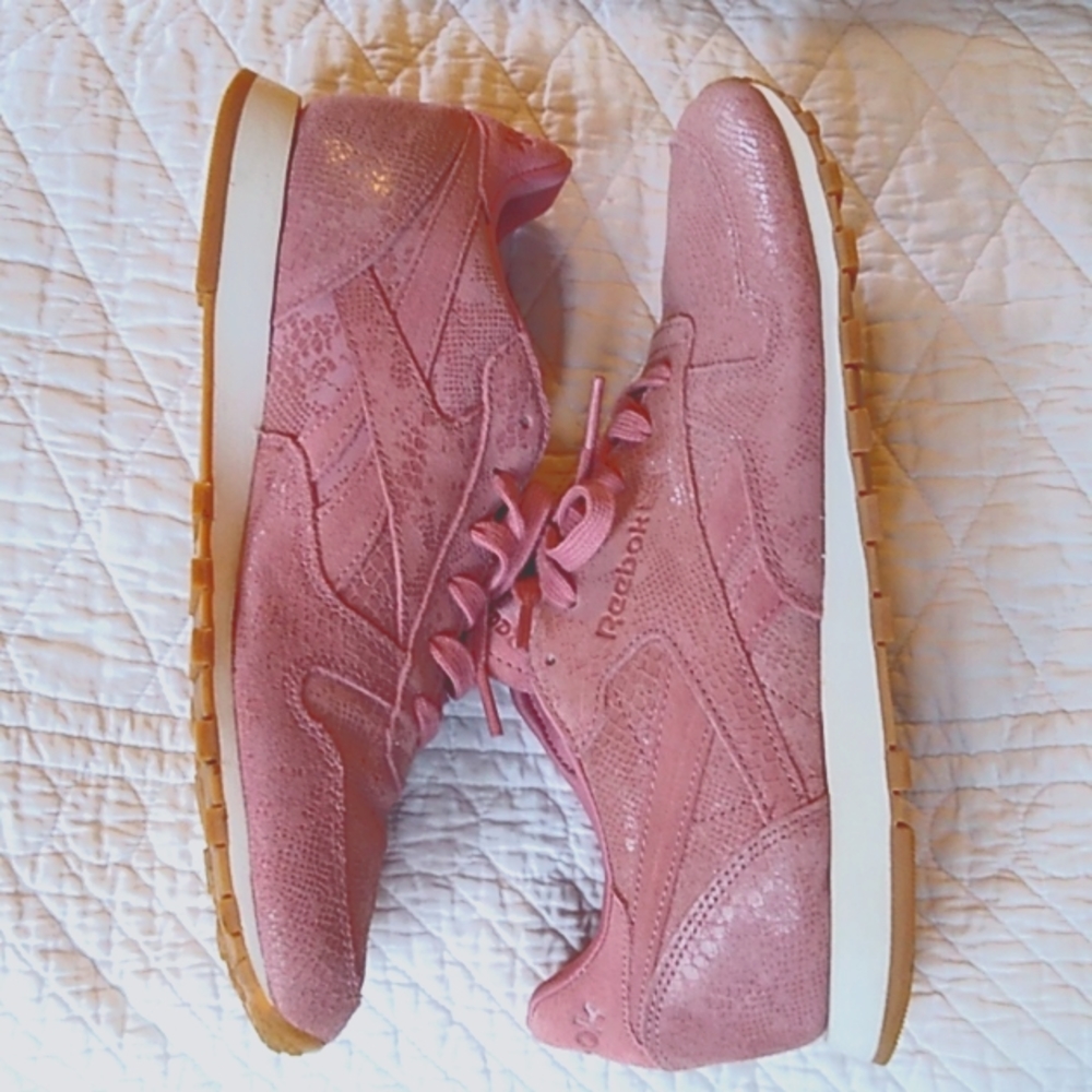 💗Reebok Clean Exotics Leather Classic Trainers Shoes. Women's 8.5 Sandy Rose - Picture 8 of 14